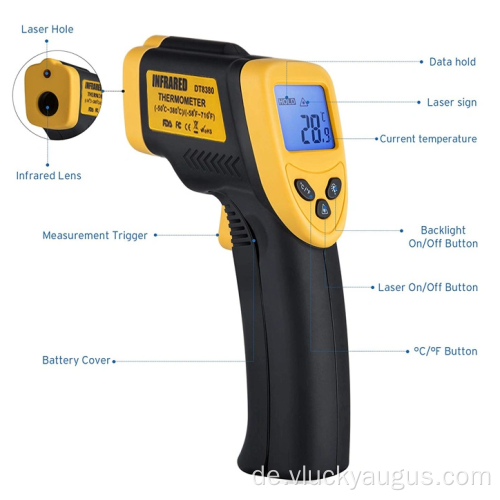 Handheld -Waffen -Typ Digital Industrial Infrarot Thermometer